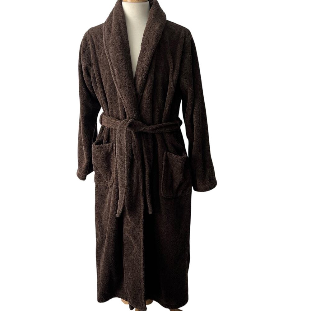 Restoration Hardware Robe‎ Bathrobe Mens Large Brown Cotton Thick Terry Flaw